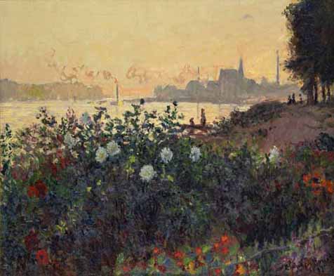 クロード・モネ『花咲く堤 アルジャントゥイユ』(1877)