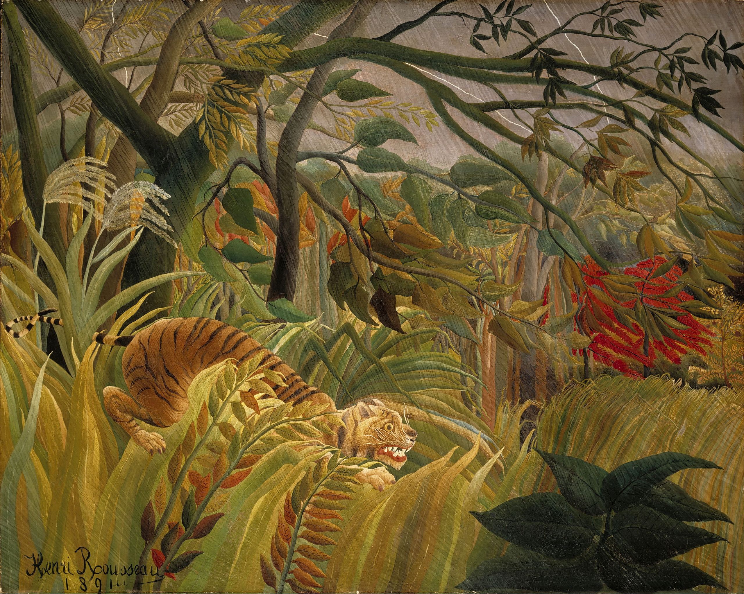 アンリ・ルソー『熱帯嵐の中のトラ』(1891)