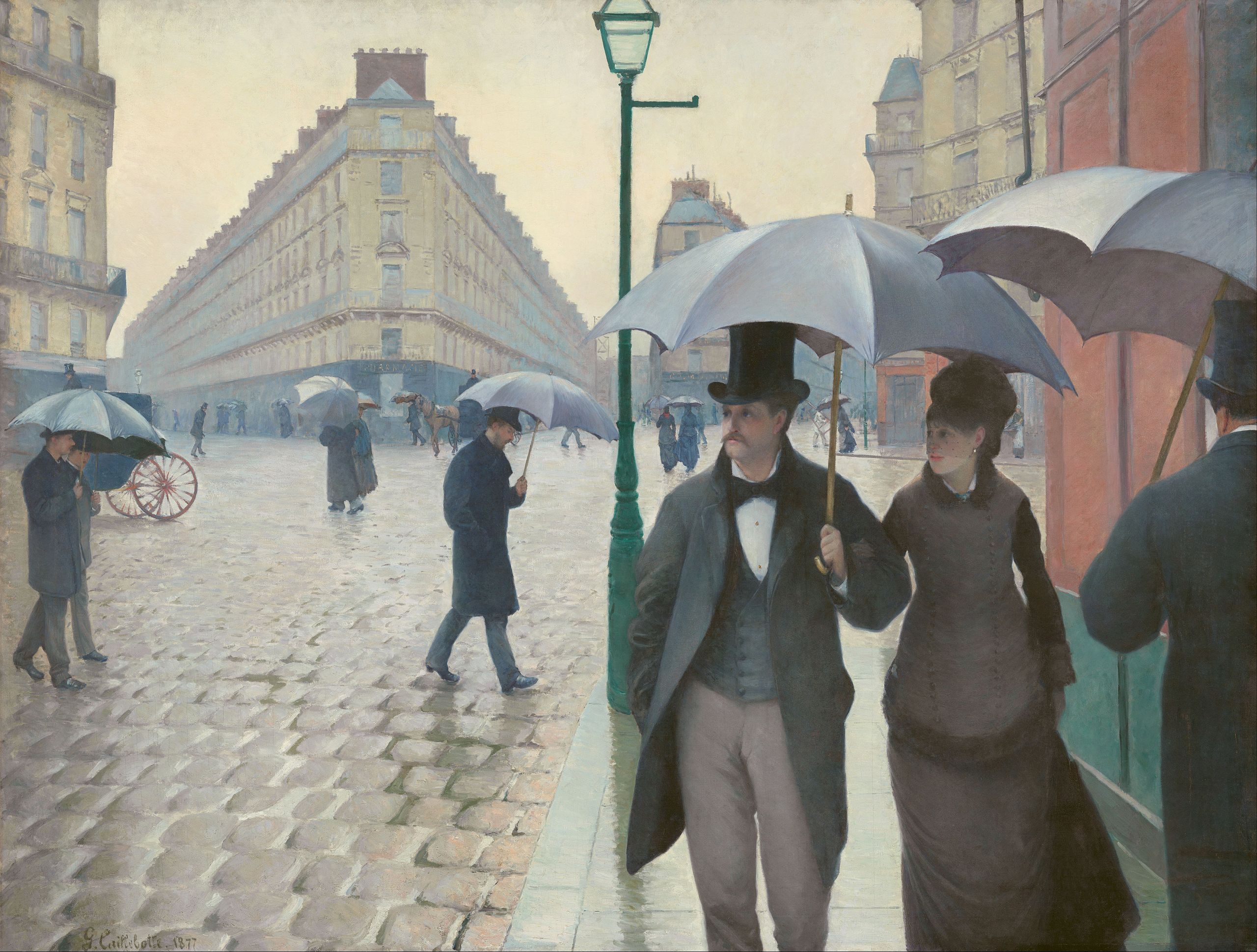 ギュスターヴ・カイユボット『パリの通り、雨』（1877）