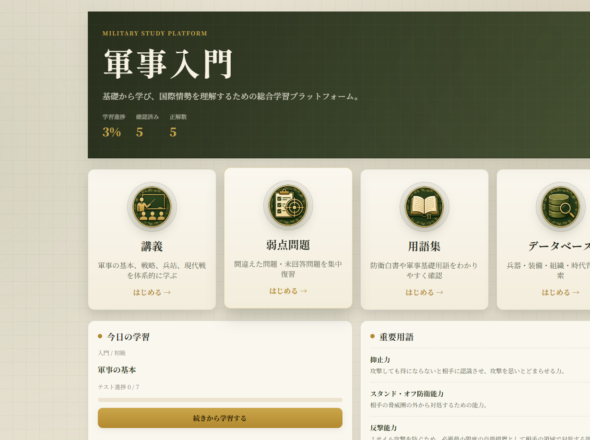 軍事と安全保障を基礎から学べるWebアプリ「軍事入門」